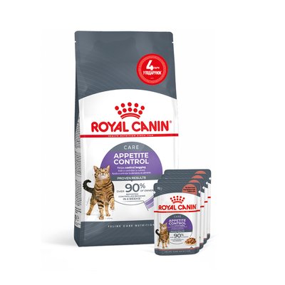 Набір корму для котів Royal Canin Sterilised Appetite Control, 2 кг + 4 pouch вологого корму - домашня птиця - masterzoo.ua