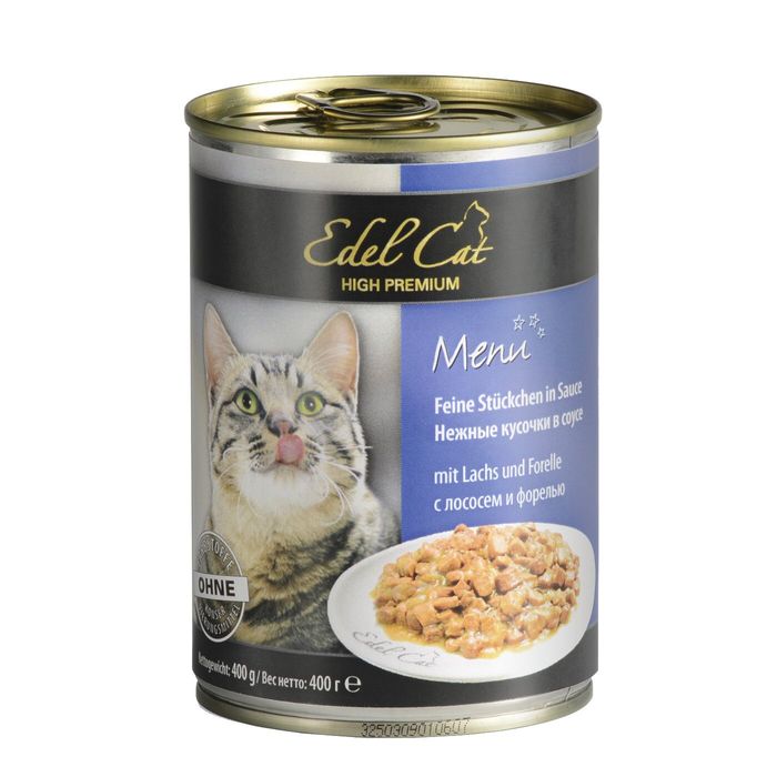 Вологий корм для котів Edel Cat 400 г (лосось та форель в соусі) - masterzoo.ua