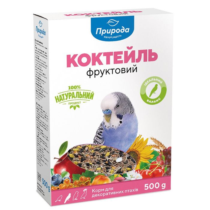 Корм для волнистых попугаев Природа Коктейль «Фруктовый» 500 г - masterzoo.ua