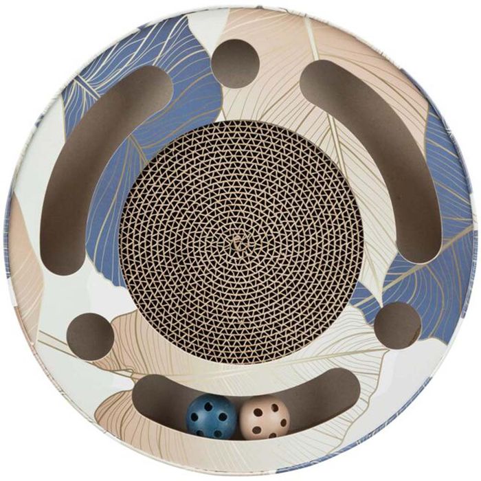 Когтеточка картонная с мячиками и мятой Trixie ø 33 × 5.5 см (синяя) - masterzoo.ua