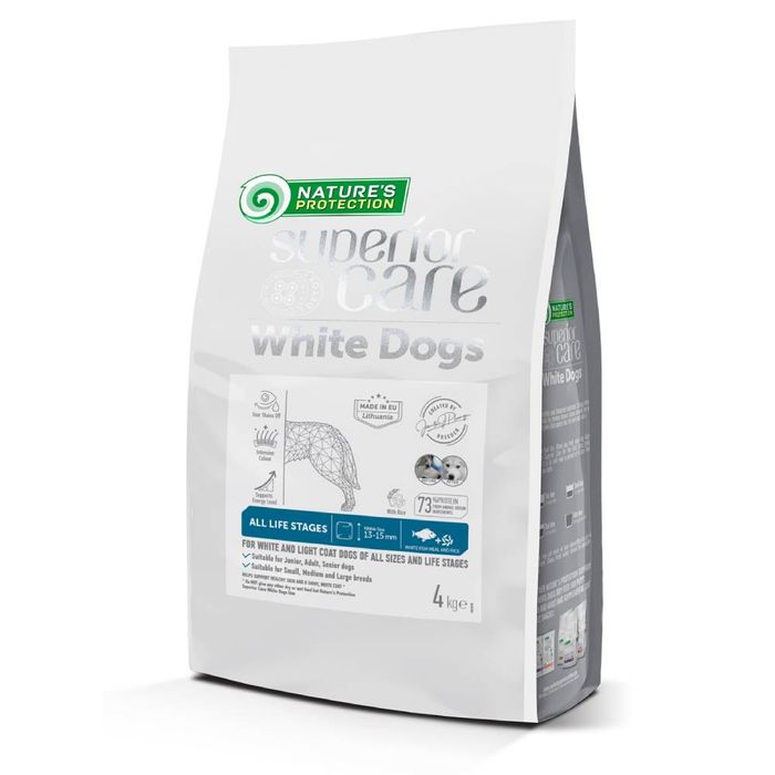 Сухий корм для собак Nature's Protection Superior Care White Dogs All Sizes and Life Stages 4 кг - біла риба - masterzoo.ua