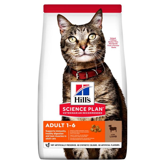 Сухой корм для кошек Hill's Science Plan Adult 1-6 10 кг - ягнёнок - masterzoo.ua
