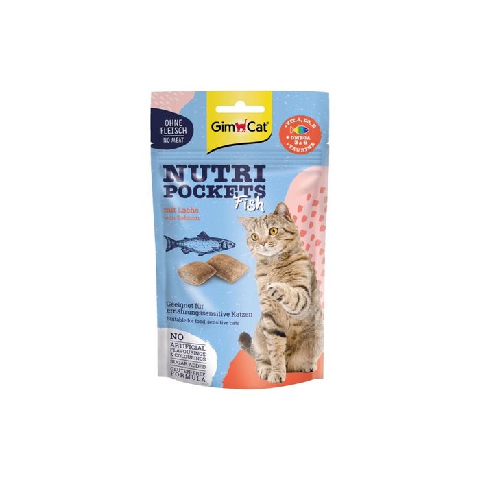 Витаминные лакомства для котов GimCat Nutri Pockets Лосось + Мультивитамин 60 г - masterzoo.ua