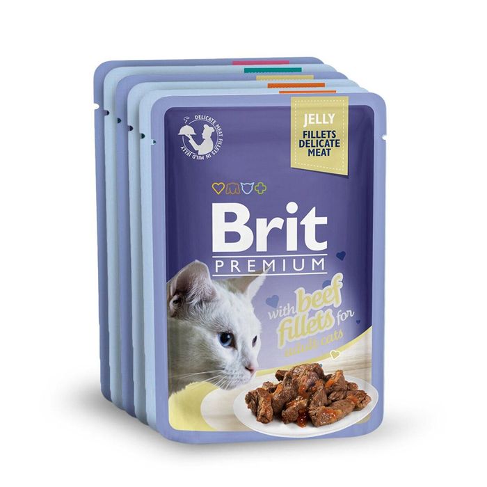 Влажный корм для кошек Brit Premium Cat Beef Fillets Jelly pouch 6 х 85 г (филе говядины в желе) - masterzoo.ua