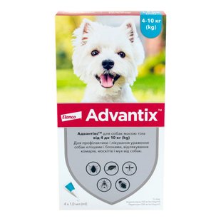 Капли на холку Elanco Bayer Advantix от 4 до 10 кг, 1 пипетка - masterzoo.ua