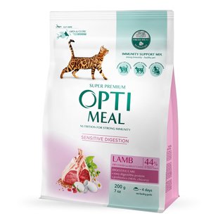 Сухой корм для кошек Optimeal Sensitive Digestion Adult 200 г - ягненок - masterzoo.ua