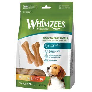 Лакомство для собак Whimzees Wellness Ricebone Daily Dental Treats M/L 9 шт 540 г - masterzoo.ua