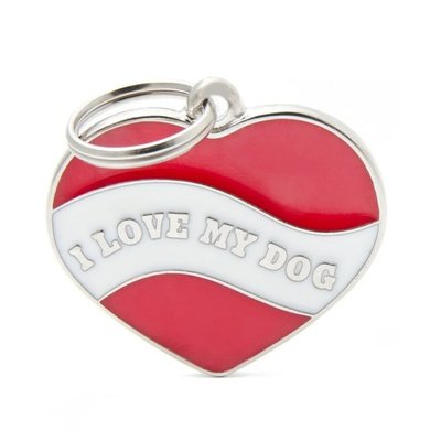Медальон-адресник My family Сердце «I love my dog charms»  (красный/белый) - masterzoo.ua