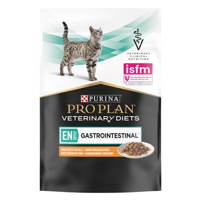 Вологий корм для пауч котів при захворюваннях шлунково-кишкового тракту Pro Plan Veterinary Diets EN Gastrointestinal 85 г (курка) - masterzoo.ua