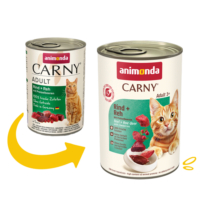 Вологий корм для котів Animonda Carny Adult 400 г - яловичина, оленина та брусниця - masterzoo.ua