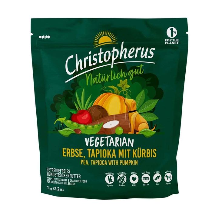 Сухий корм для собак Christopherus Adult Vegetarian 1 кг - горох, тапіока, гарбуз - masterzoo.ua