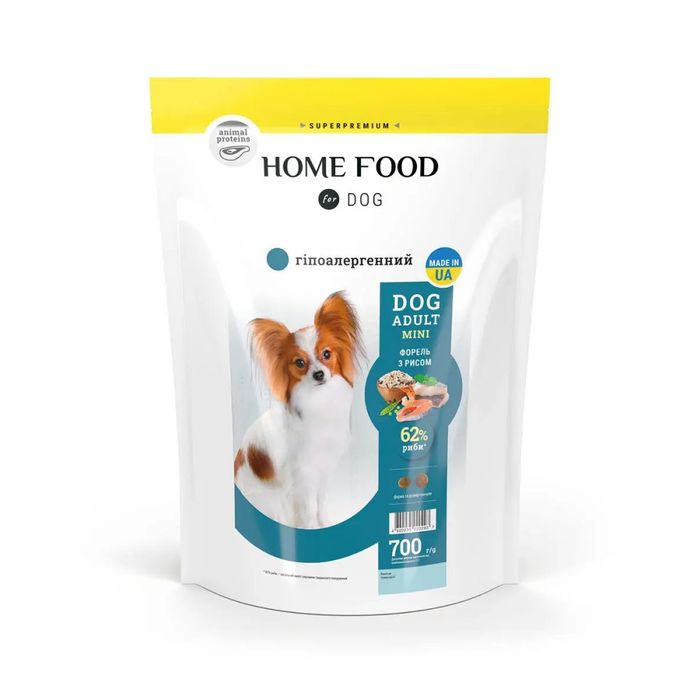 Сухий корм для собак Home Food Hypoallergenic Adult Mini 700 г - форель з рисом - masterzoo.ua