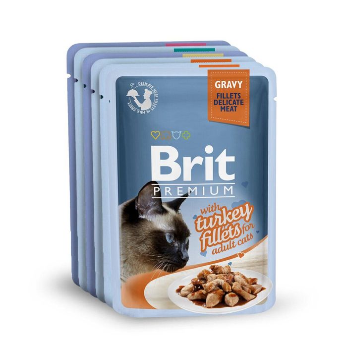 Влажный корм для кошек Brit Premium Cat Turkey Fillets Gravy pouch 6 х 85 г (филе индейки в соусе) - masterzoo.ua