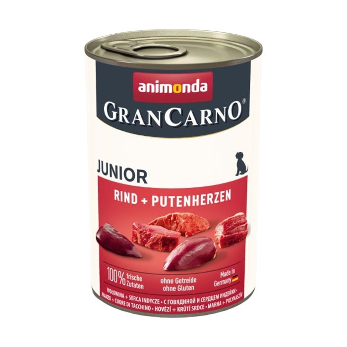 Влажный корм для щенков Animonda GranCarno Junior Beef + Turkey hearts | 400 г (говядина и индейка) - masterzoo.ua