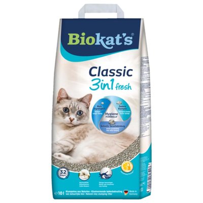 Наполнитель туалета для кошек Biokat's Classic Fresh 3in1 Cotton Blossom 10 л (бентонитовый) - masterzoo.ua