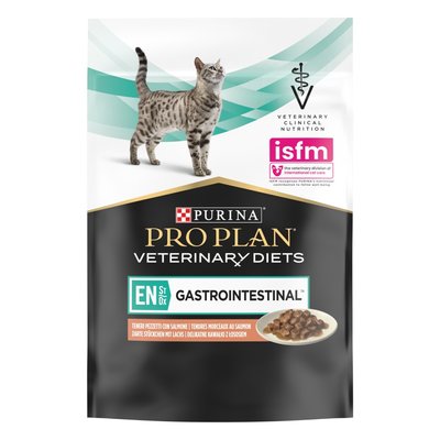 Вологий корм пауч для котів при захворюваннях шлунково-кишкового тракту Pro Plan Veterinary Diets EN Gastrointestinal 85 г (лосось) - masterzoo.ua