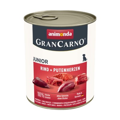 Влажный корм для щенков Animonda GranCarno Junior Beef + Turkey hearts | 800 г (говядина и индейка) - masterzoo.ua