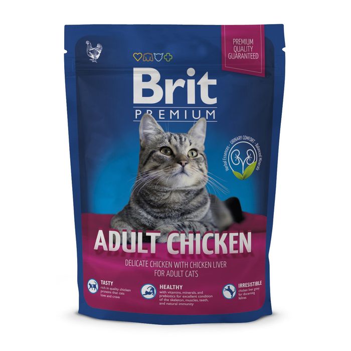Сухий корм для котів Brit Premium Cat Adult Chicken 300 г (курка) - masterzoo.ua