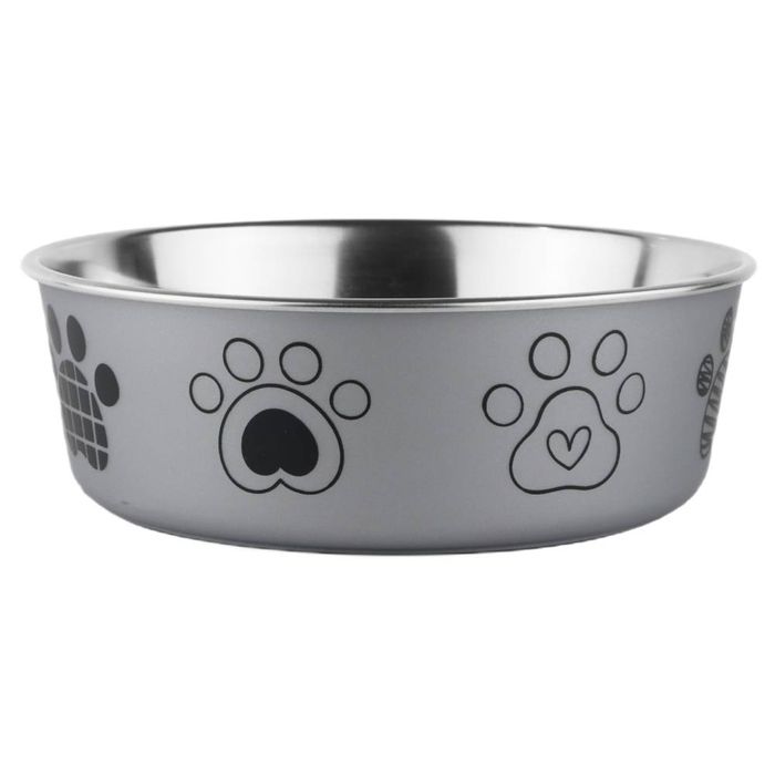 Миска металева ArjanImpex Fusion Dog foot 280 мл / 11 см - сірий - masterzoo.ua