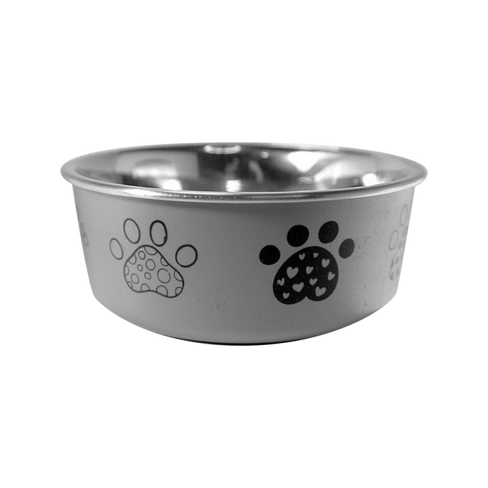 Миска металева ArjanImpex Fusion Dog foot 280 мл / 11 см - сірий - masterzoo.ua