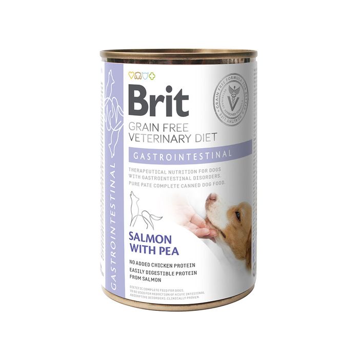 Влажный корм Brit VetDiets Gastrointestinal для собак, страдающих желудочно-кишечными расстройствами, 400 г (лосось и горох) - masterzoo.ua