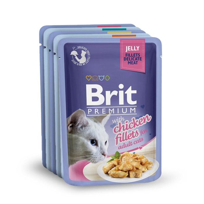 Влажный корм для кошек Brit Premium Cat Chicken Fillets Jelly pouch 6 х 85 г (филе курицы в желе) - masterzoo.ua