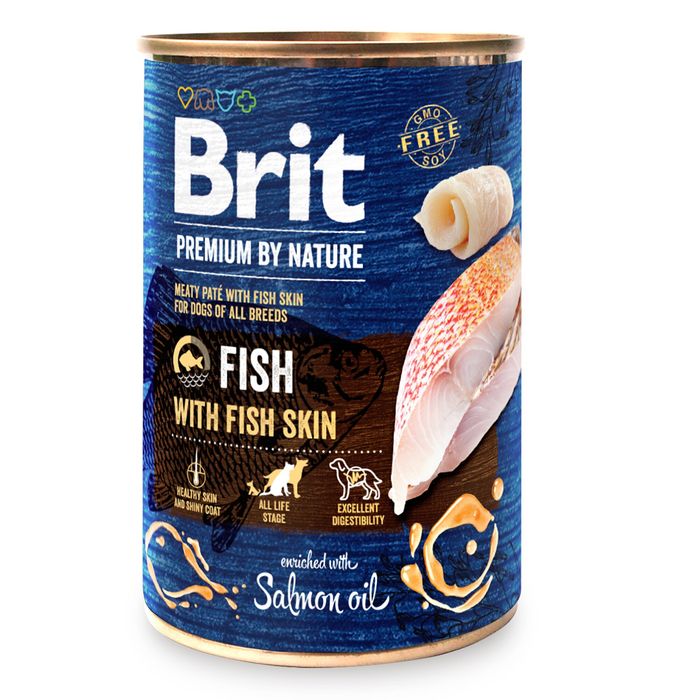 Вологий корм для собак Brit Premium By Nature Fish with Fish Skin 400 г (риба) - masterzoo.ua