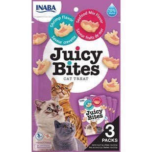 Лакомство для кошек Inaba Juicy Bites 3 шт х 11,3 г - креветки и морепродукты - masterzoo.ua