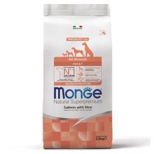 Cухой корм для собак Monge Monoprotein All Breeds Adult 2,5 кг - лосось и рис - masterzoo.ua