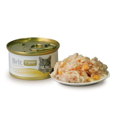 Вологий корм для котів Brit Care Cat Chicken Breast & Cheese 80 г (куряча грудка та сир) - masterzoo.ua