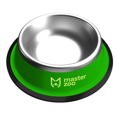 Миска MasterZoo металлическая на резиновой основе 200 мл - зелёная - masterzoo.ua