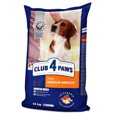Сухий корм для собак середніх порід Club 4 Paws Premium 14 кг (курка) - masterzoo.ua