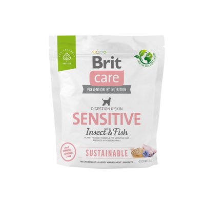 Сухий корм для собак Brit Care Sustainable Sensitive 1 кг - риба та комахи - masterzoo.ua