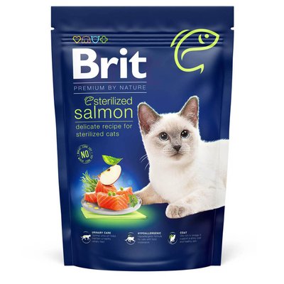 Сухой корм для стерилизованных котов Brit Premium by Nature Cat Sterilized Salmon 800 г (лосось) - masterzoo.ua