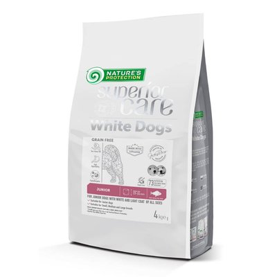 Сухой корм для щенков Nature's Protection Superior Care White Dogs Grain Free Junior All Sizes 4 кг - белая рыба - masterzoo.ua