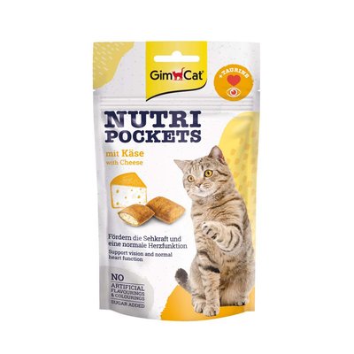 Вітамінні ласощі для котів GimCat Nutri Pockets Сир + Таурин 60 г (для очей та сердця) - masterzoo.ua