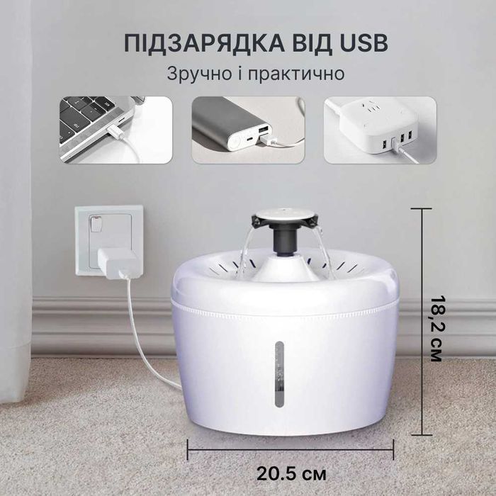 Поилка-фонтан для кошек Els Pet Apple 2,5 л - белый - masterzoo.ua