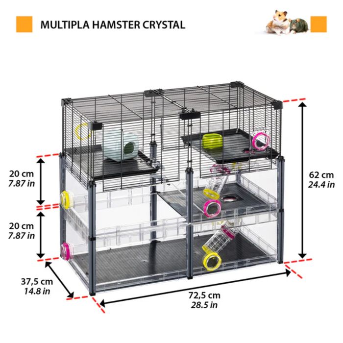 Клітка для гризунів Ferplast Multipla Hamster Crystal 72,5 x 37,5 x 62 см - masterzoo.ua