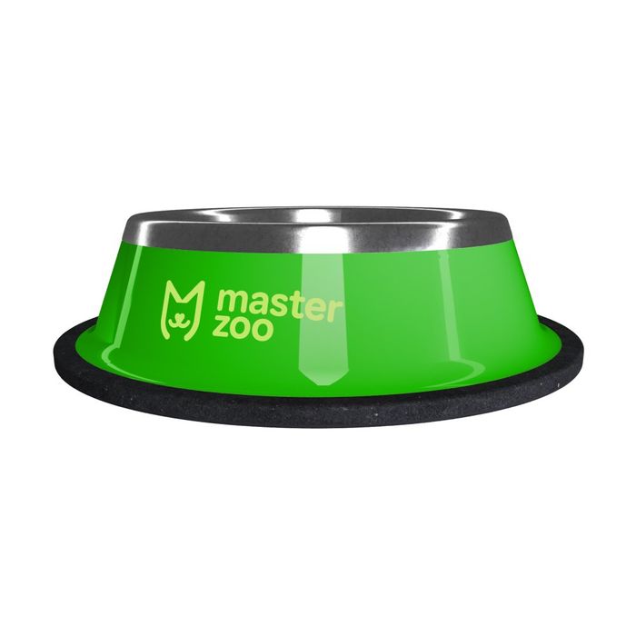 Миска MasterZoo металева на гумовій основі 200 мл - зелена - masterzoo.ua