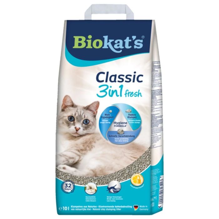 Наполнитель туалета для кошек Biokat's Classic Fresh 3in1 Cotton Blossom 5 л (бентонитовый) - masterzoo.ua