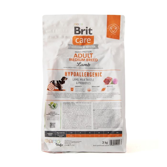 Сухий корм для собак Brit Care Dog Hypoallergenic Adult Medium Breed 3 кг - ягня - masterzoo.ua
