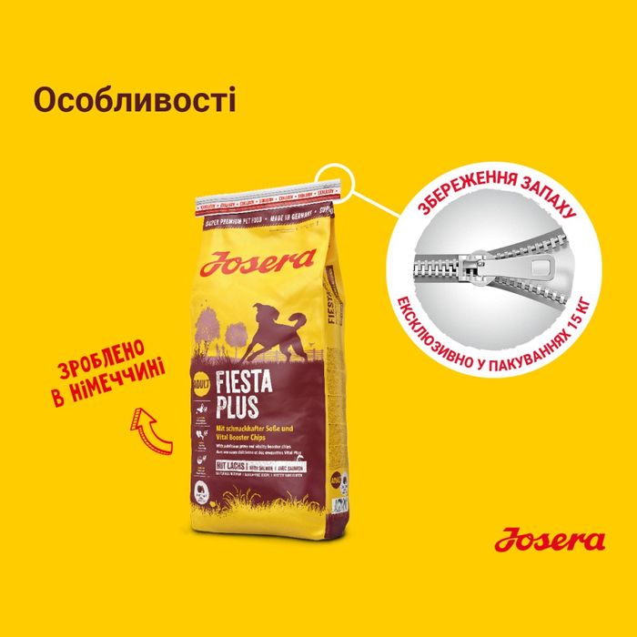 Сухий корм для собак Josera Fiesta Plus 15 кг - лосось - masterzoo.ua