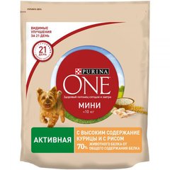 Сухой корм для активных собак малых пород Purina One Mini Active 800 г (курица и рис) - masterzoo.ua