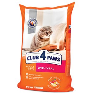 Сухой корм для взрослых кошек Club 4 Paws Premium 14 кг - телятина - masterzoo.ua