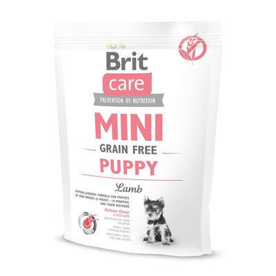 Сухой корм для щенков и молодых собак миниатюрных пород Brit Care Mini GF Puppy Lamb 400 г (ягненок) - masterzoo.ua