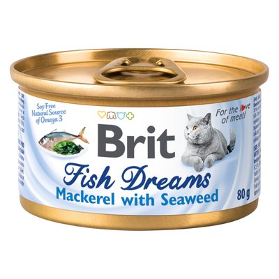 Вологий корм для котів Brit Fish Dreams 80 г (скумбрія та водорості)