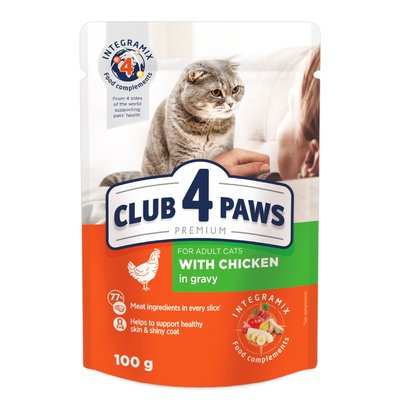 Влажный корм для кошек Club 4 Paws 100 г (курица в соусе) - masterzoo.ua