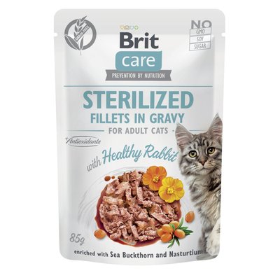 Вологий корм для котів Brit Care Cat Sterilized pouch 85 г - кролик - masterzoo.ua