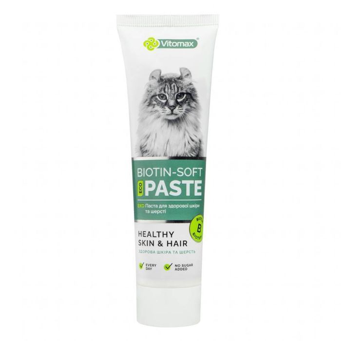 Харчова добавка Vitomax Biotin-Soft Eco Paste для шкіри та шерсті котів 100 г - masterzoo.ua