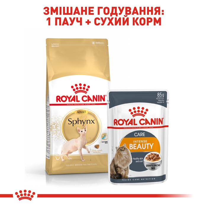 Сухий корм для дорослих котів породи сфінкс Royal Canin Sphynx Adult 400 г (домашня птиця) - masterzoo.ua